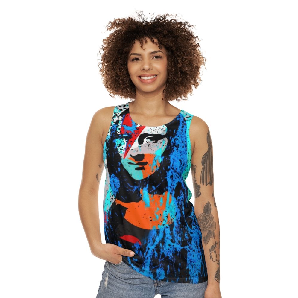 Unisex tank top with modern art inspired Mona S Glam Night design - women