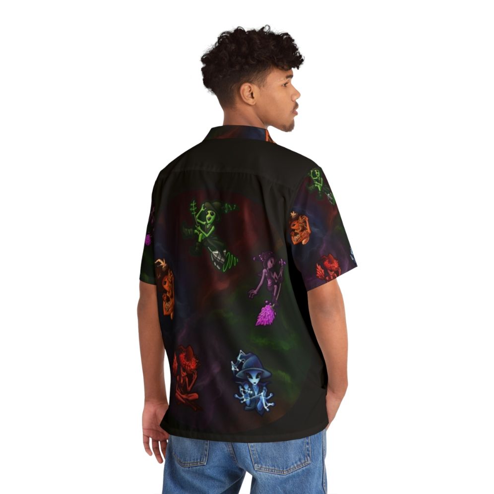 Witch Aliens Hawaiian Shirt with Cosmic Botanical Print - People Back