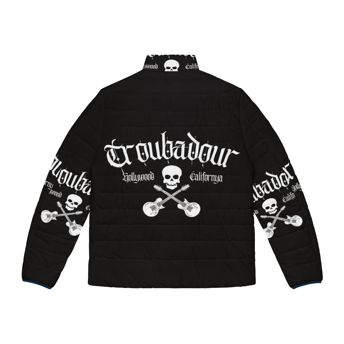 Troubadour Retro Puffer Jacket with Skull Art Design - Back