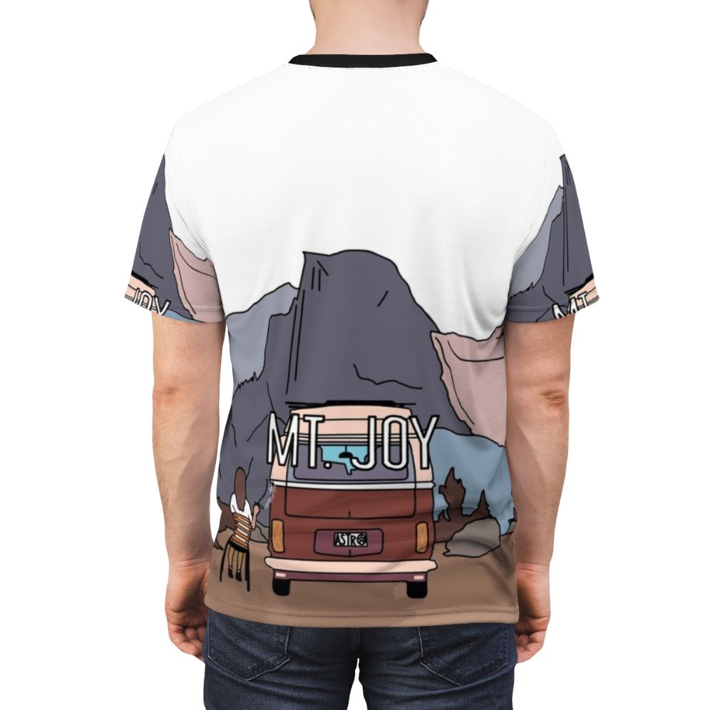 Indie folk inspired Astrovan digital print t-shirt with mountain and visionary artwork - men back