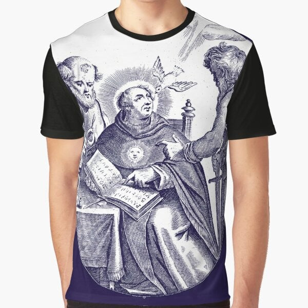 St. Thomas Aquinas with St. Peter and St. Paul Catholic Saints Graphic T-Shirt