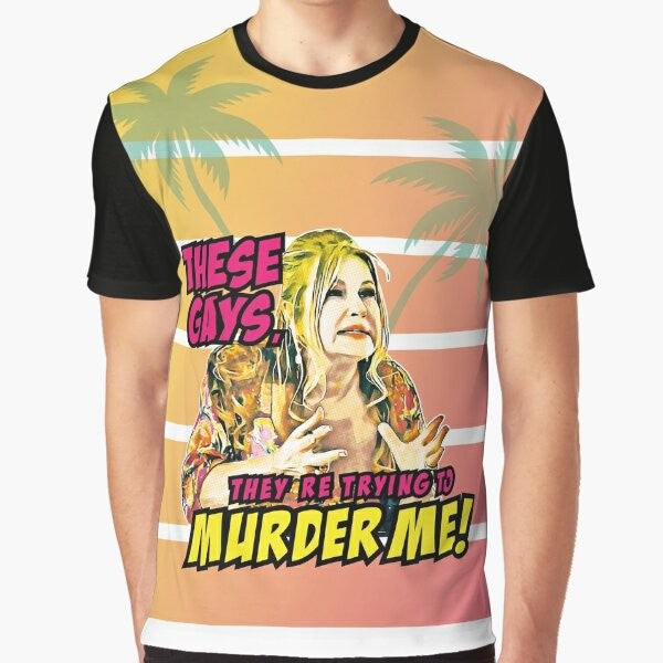 "The White Lotus" graphic t-shirt featuring a parody design related to the comedy TV series and Jennifer Coolidge's character