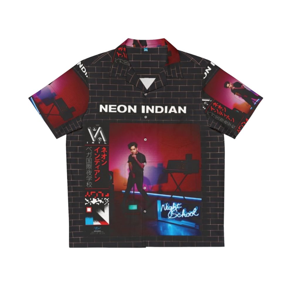 Neon Indian inspired Hawaiian shirt with electronic music and indie rock design