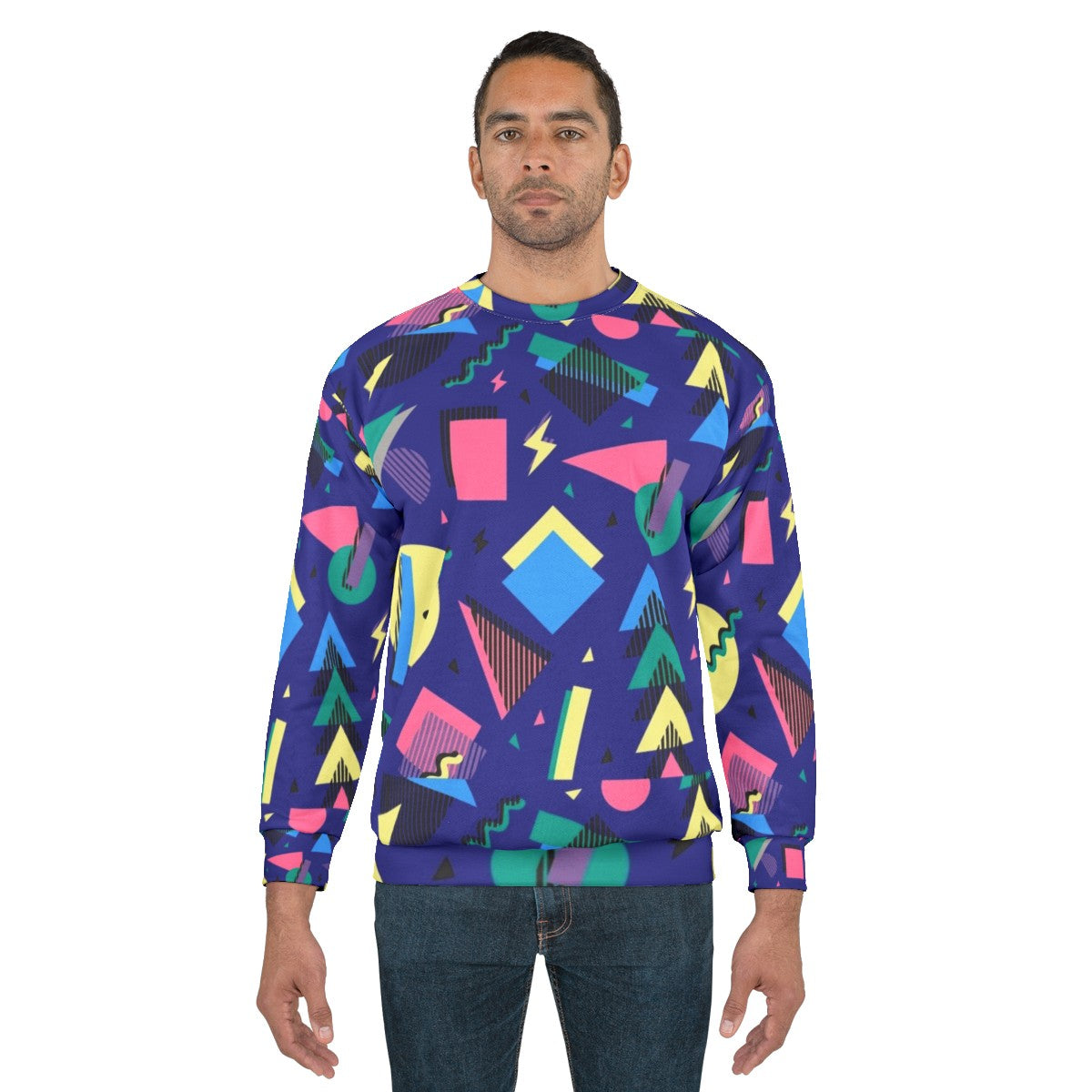 90s retro geometric pattern sweatshirt - men