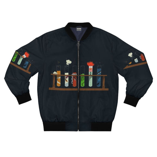 Muppet Science Chemistry Bomber Jacket with beaker, test tubes, and Muppet characters