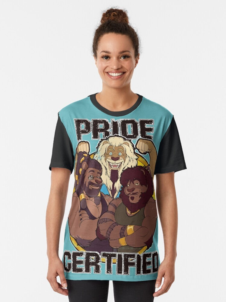 Pride graphic t-shirt with a fierce lion design - Women