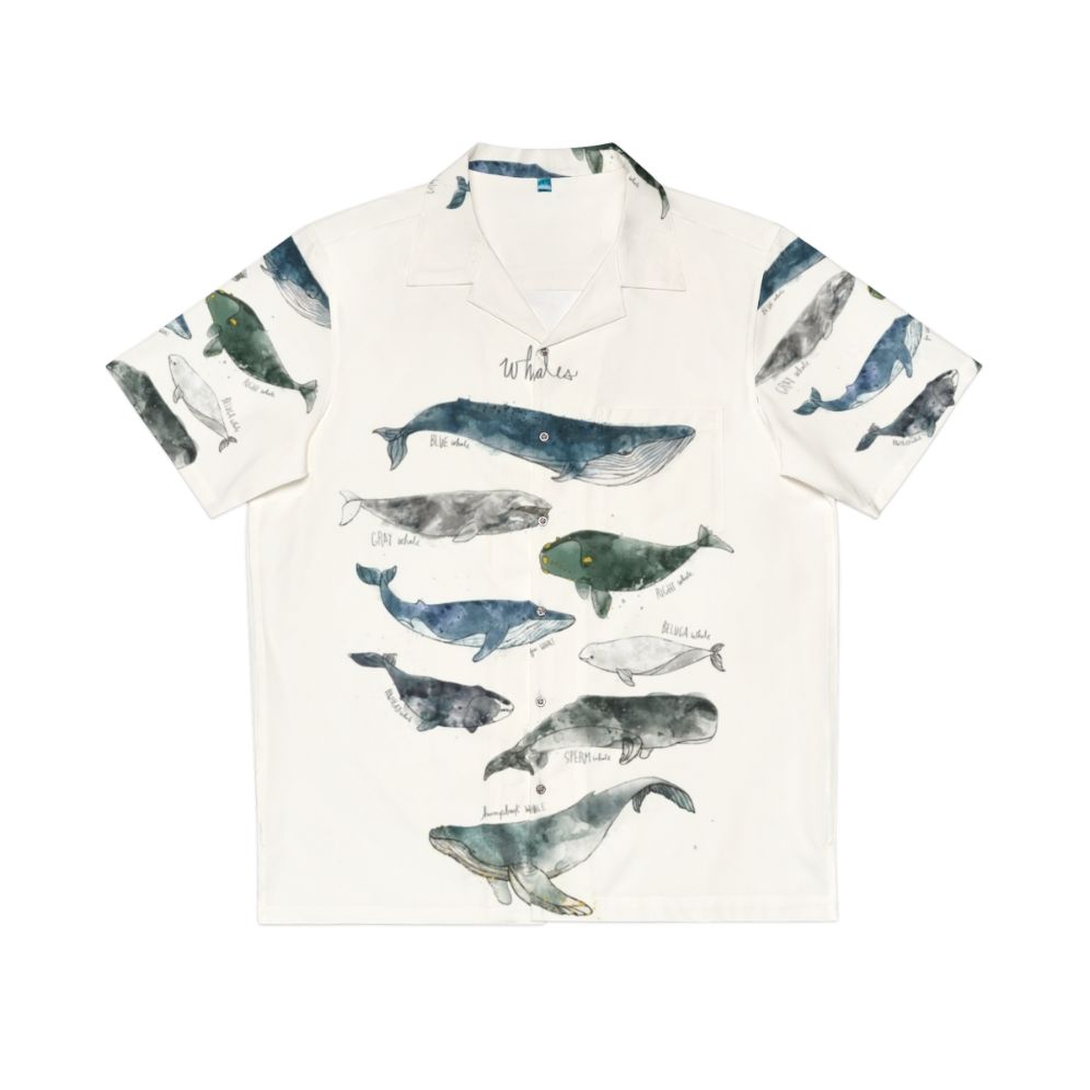 Whales Hawaiian Shirt with Vibrant Watercolor Ocean Themed Print