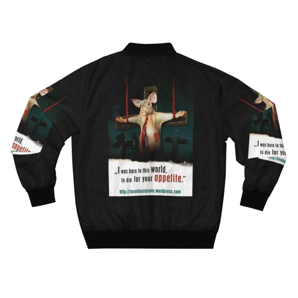 Vegan bomber jacket with animal rights and liberation graphics - Back