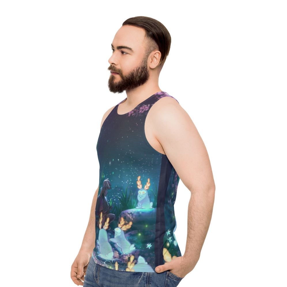 Blupee Sanctuary unisex tank top with whimsical Breath of the Wild design - men side