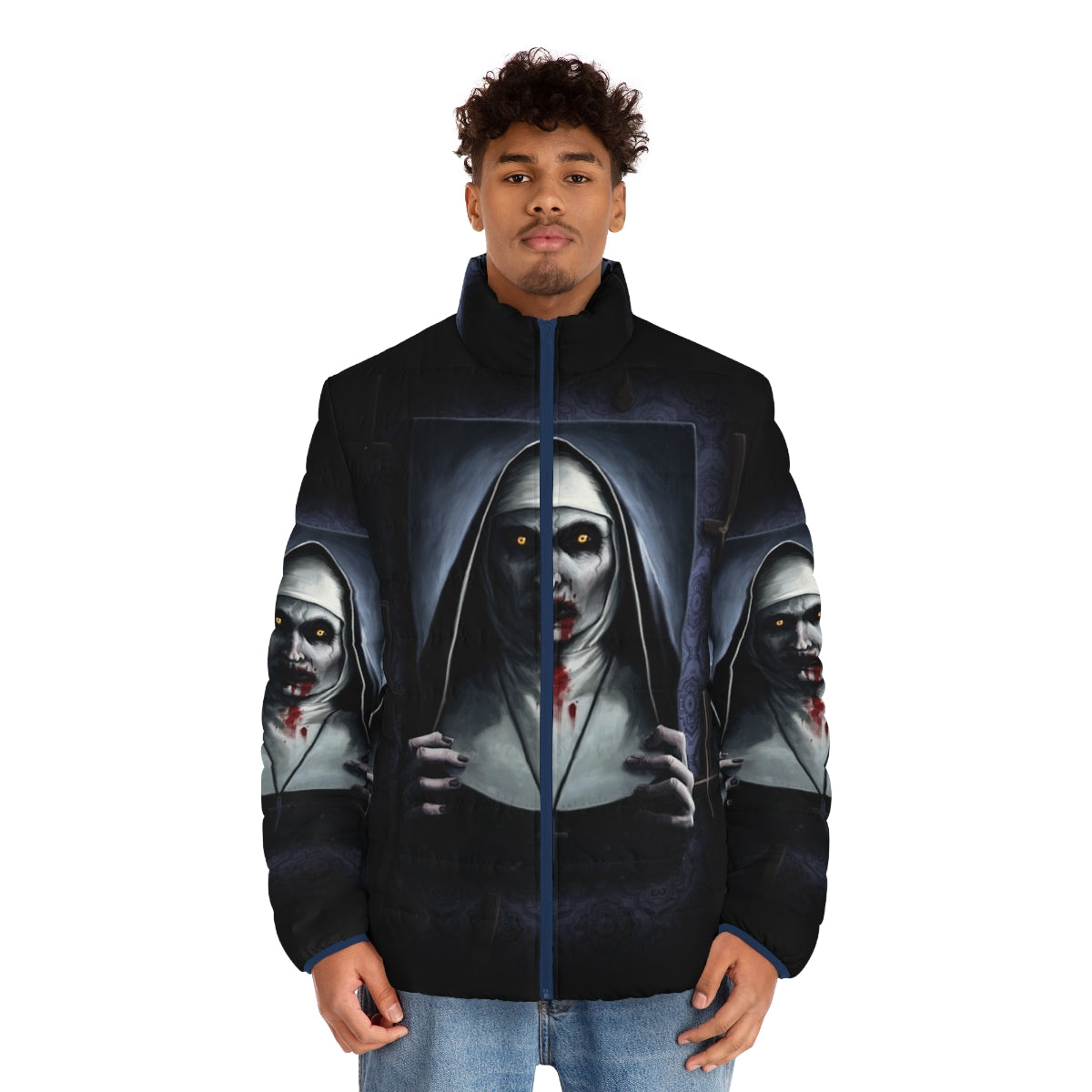 Valak Painting Puffer Jacket featuring the terrifying demon from The Conjuring 2 - men front