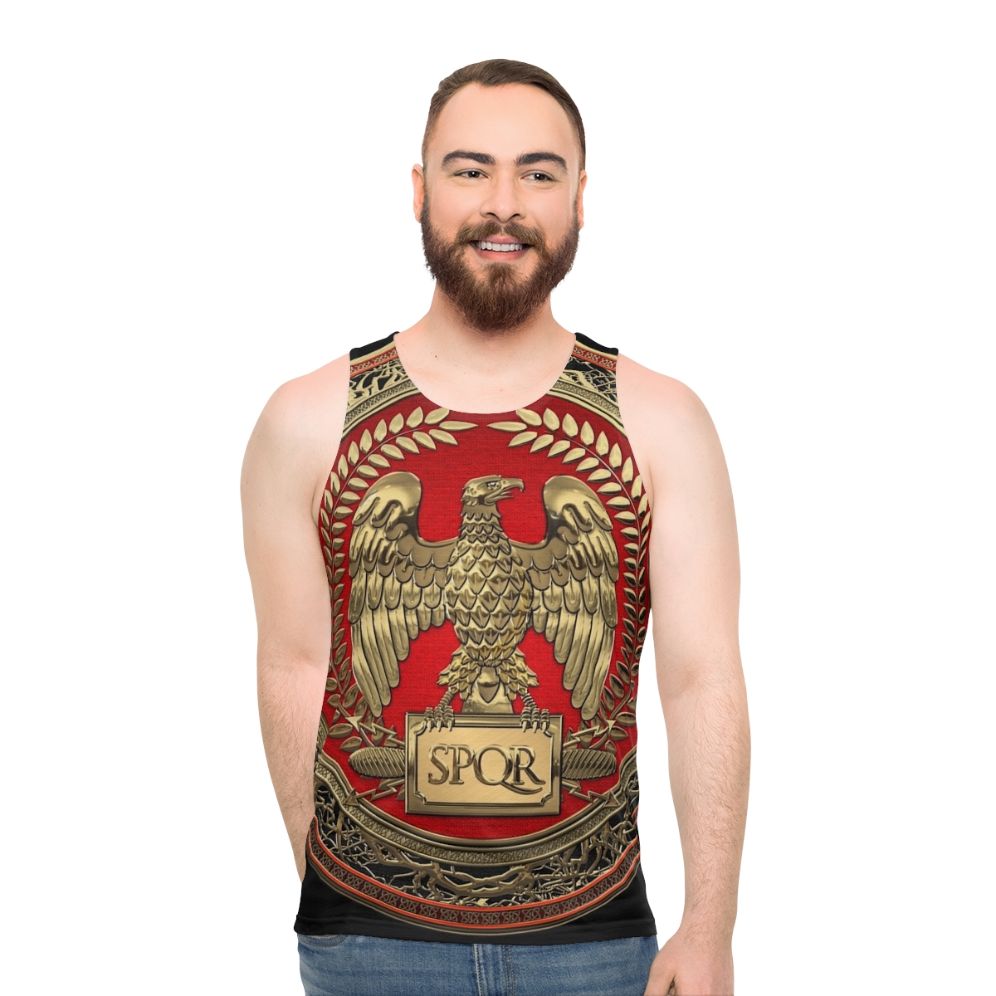 Unisex Roman Imperial Eagle Leather Tank Top - men