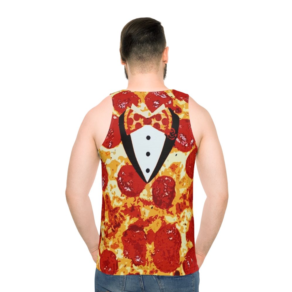 Pepperoni pizza tuxedo unisex tank top - men back