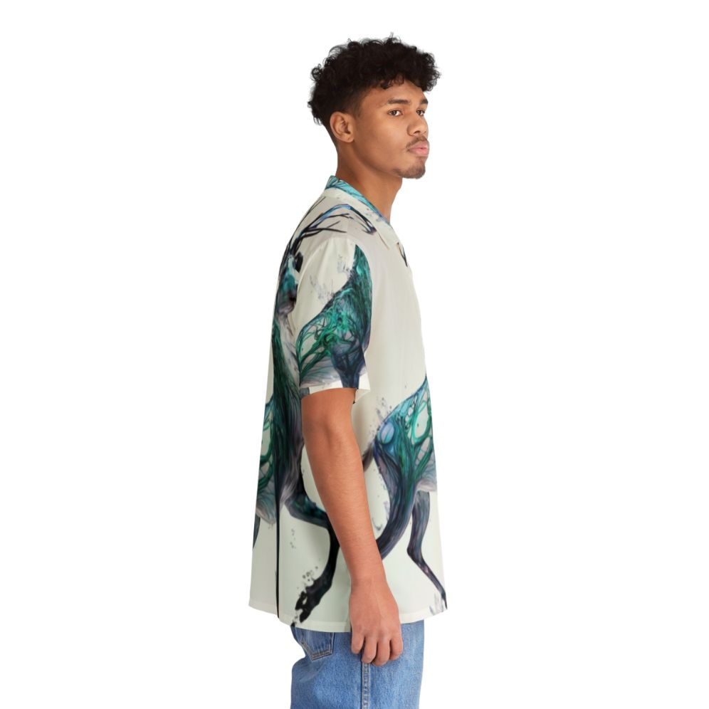 A Hawaiian shirt featuring a legendary stag in a holographic print - People Pight