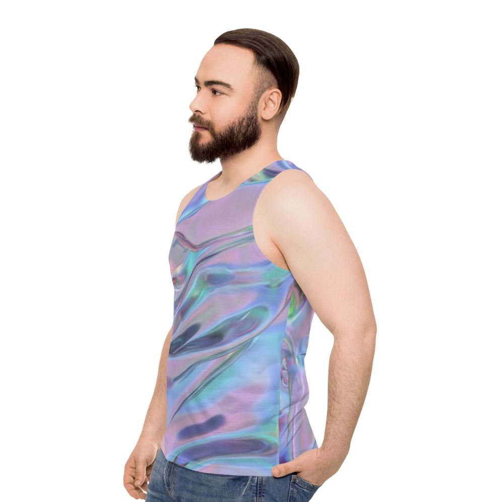 Holographic unisex abstract graphic design tank top - men side