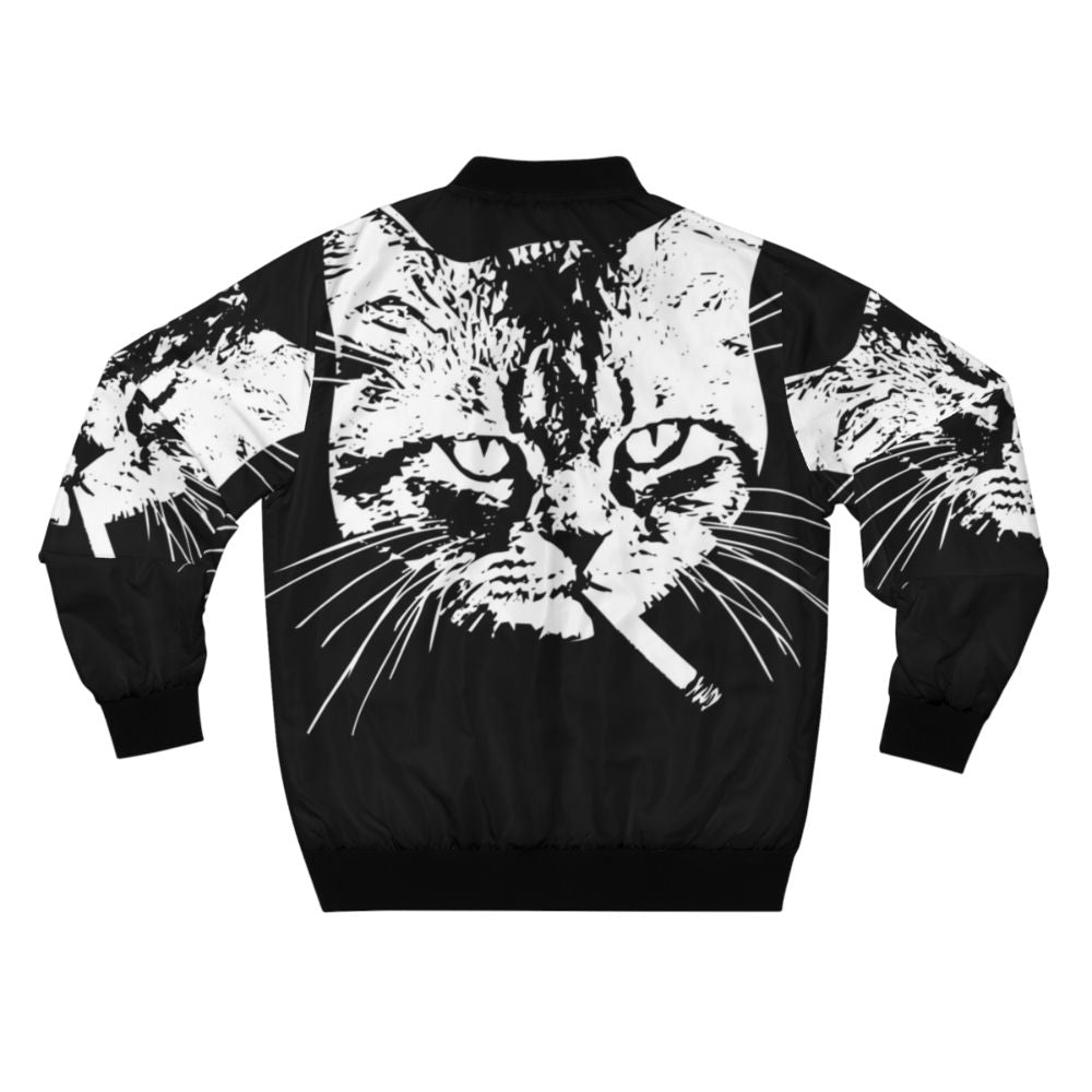 Tabby cat smoking on a pastel goth bomber jacket - Back