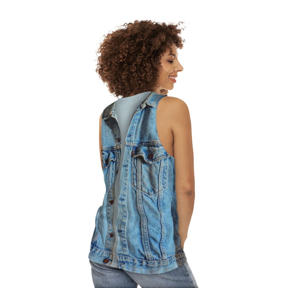 Unisex denim tank top - women back