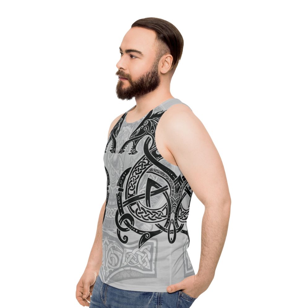 Fighting Fenrir Unisex Black Tank Top - men side