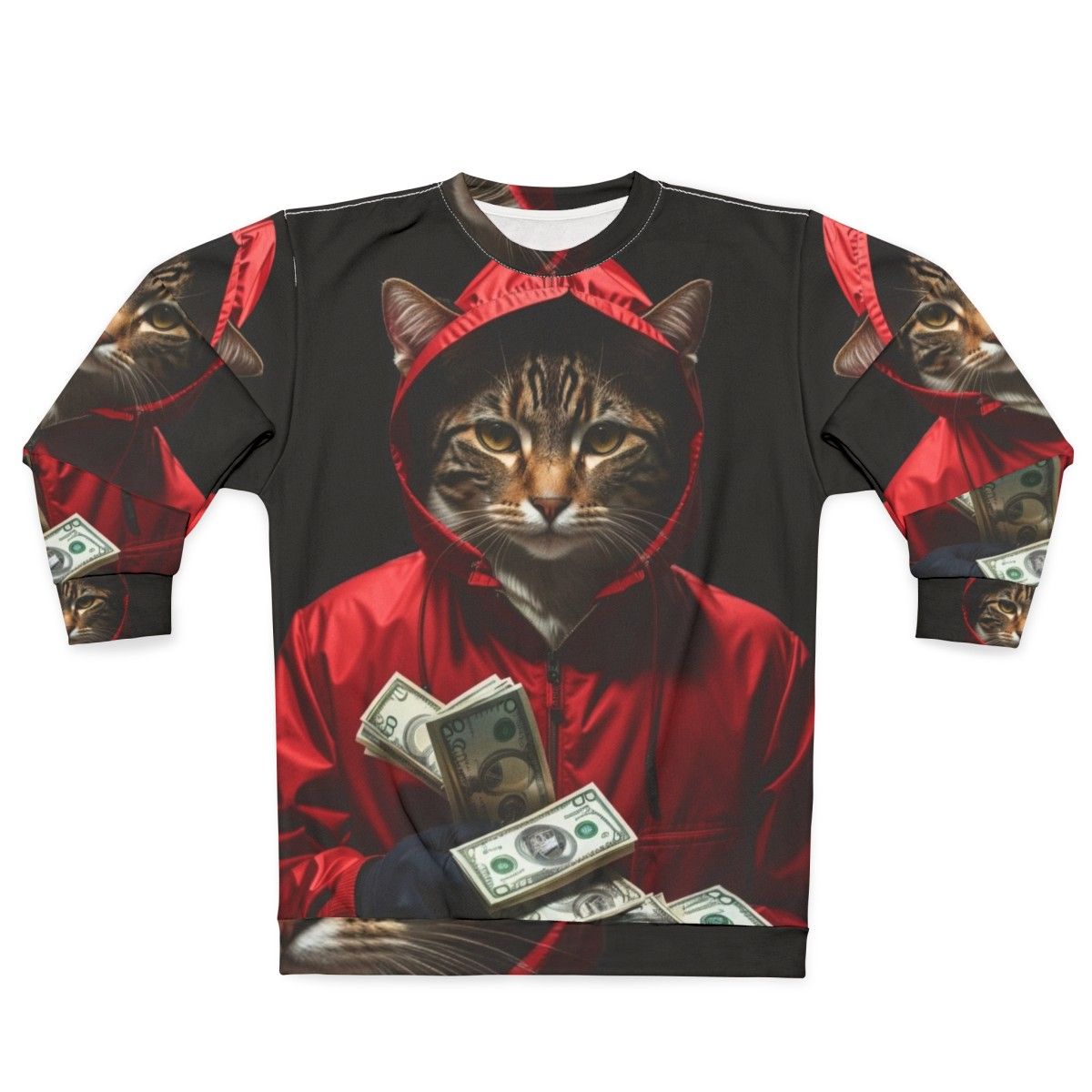 Money Heist "La Casa De Papel" themed cat sweatshirt