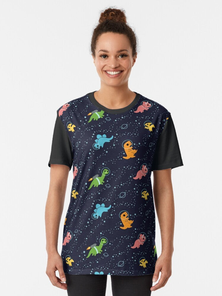 Cute dinosaur wearing a jetpack and floating in a starry galaxy - Women