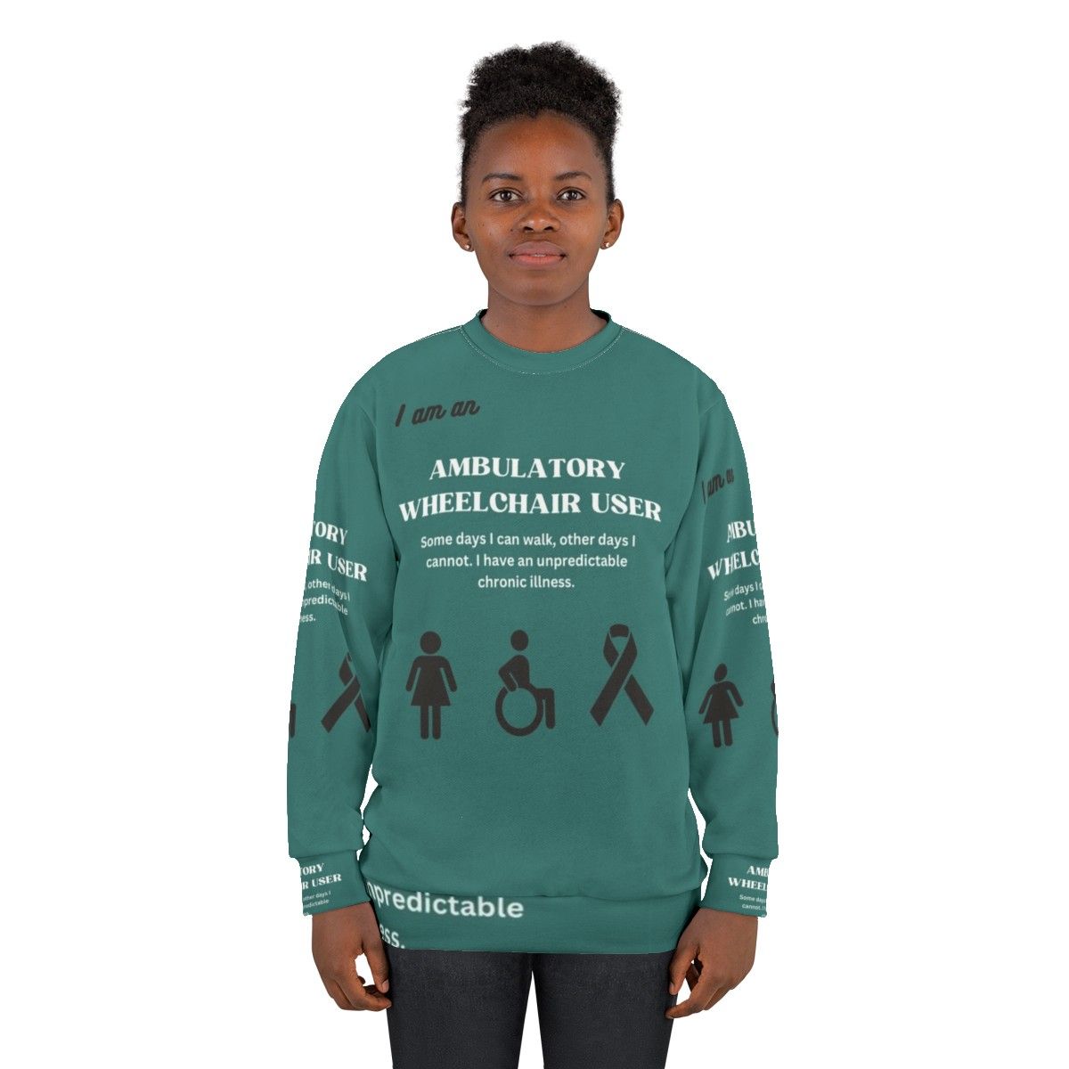 Ambulatory wheelchair user awareness sweatshirt - women