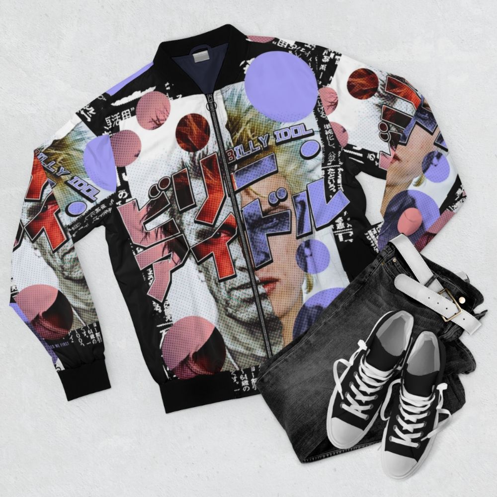 Billy Idol Kanji Bomber Jacket - Flat lay