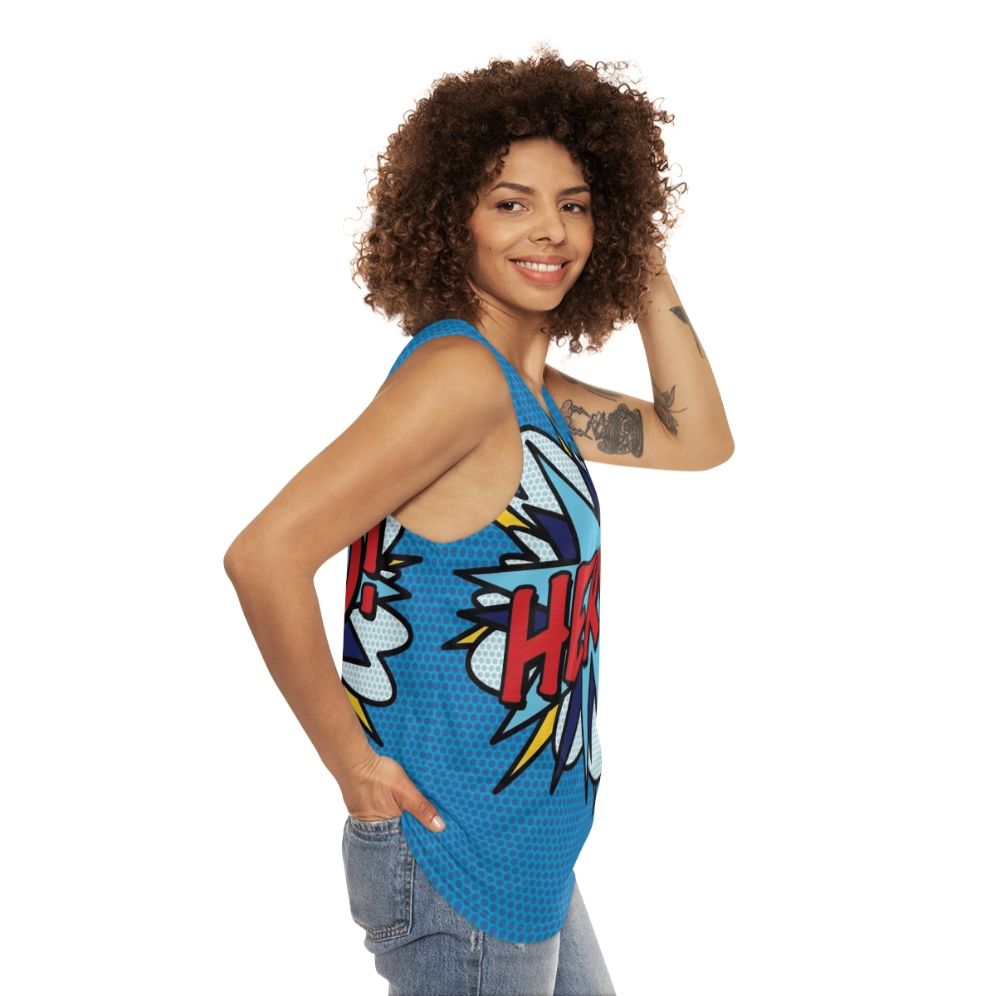 Retro hero comic book pop art unisex tank top - women side