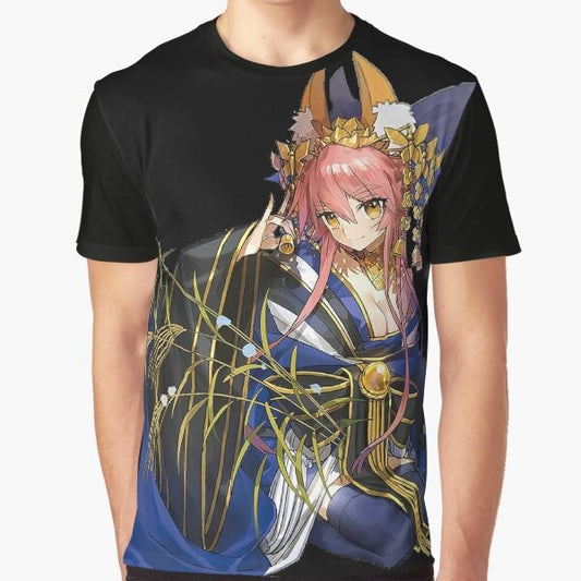 Tamamo No Mae from the Fate Grand Order video game featured on a graphic t-shirt