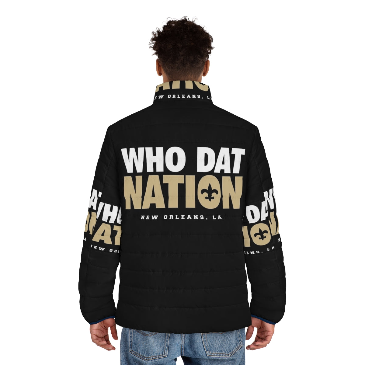 New Orleans Saints "Who Dat Nation" Retro 8-Bit Puffer Jacket - men back