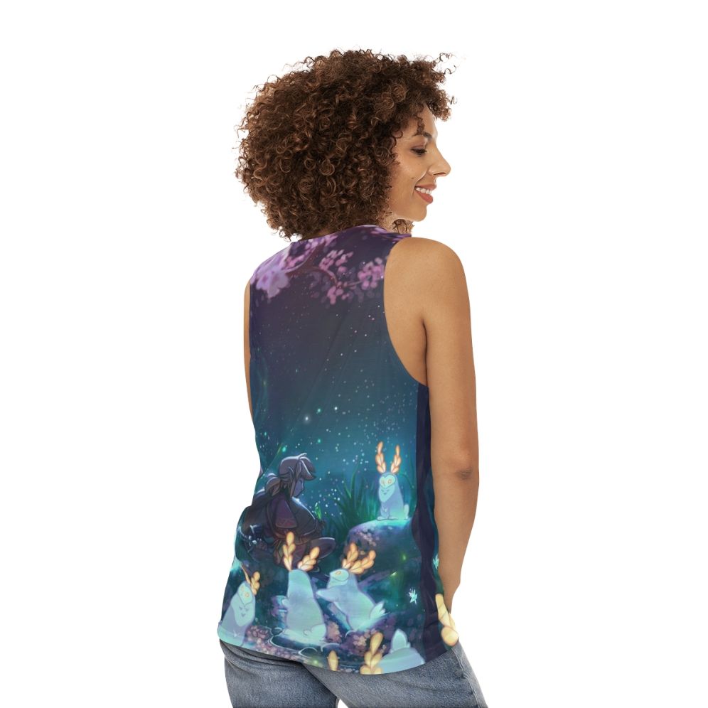 Blupee Sanctuary unisex tank top with whimsical Breath of the Wild design - women back