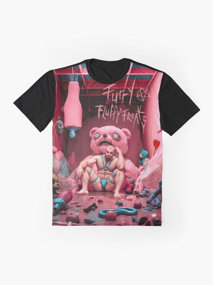 Gay Bear Graphic T-Shirt with Astra Zero Queer Art Design - Flat lay