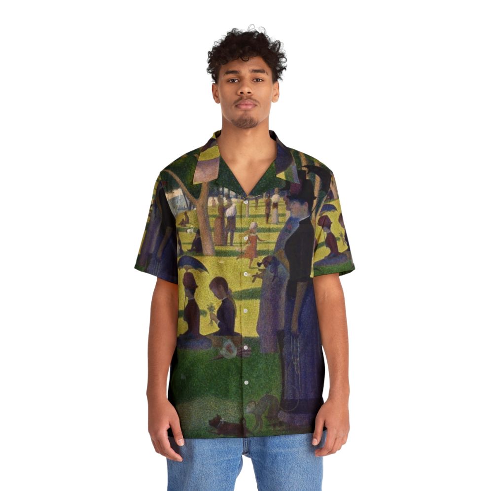 Impressionist art Hawaiian shirt featuring "Sunday Afternoon on La Grande Jatte" by Georges Seurat - People Front