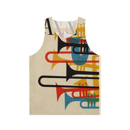 Jazz Unisex Tank Top with Saxophone and Trumpet Graphic