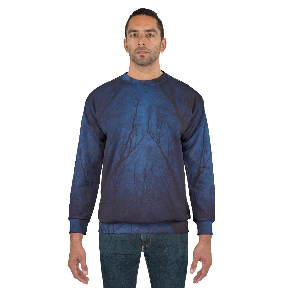 Starry night galaxy sweatshirt with quote "I Have Loved The Stars Too Fondly" - men