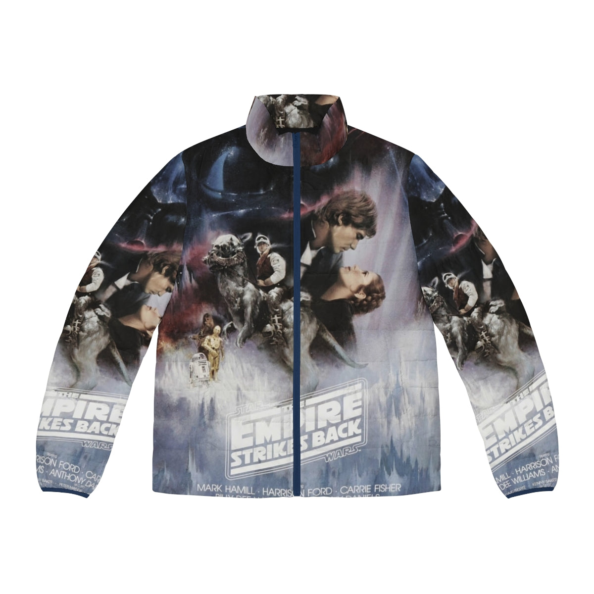 The Empire Strikes Back Movie Poster Puffer Jacket featuring the iconic Star Wars movie poster design