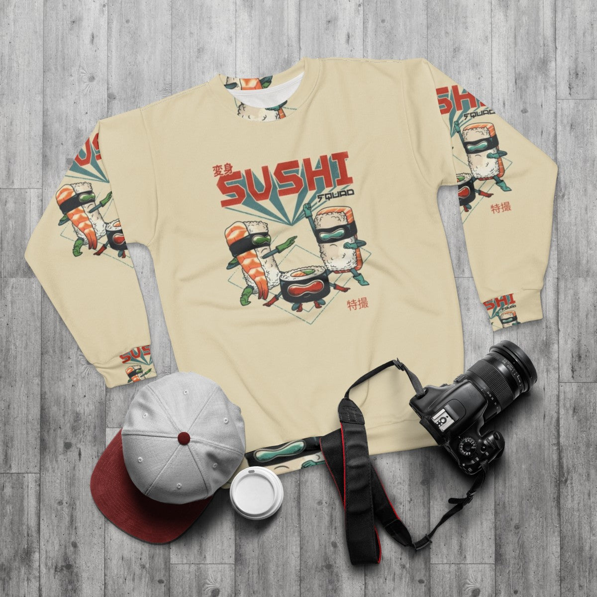 Sushi Squad Sweatshirt - Anime Inspired Fashion - flat lay