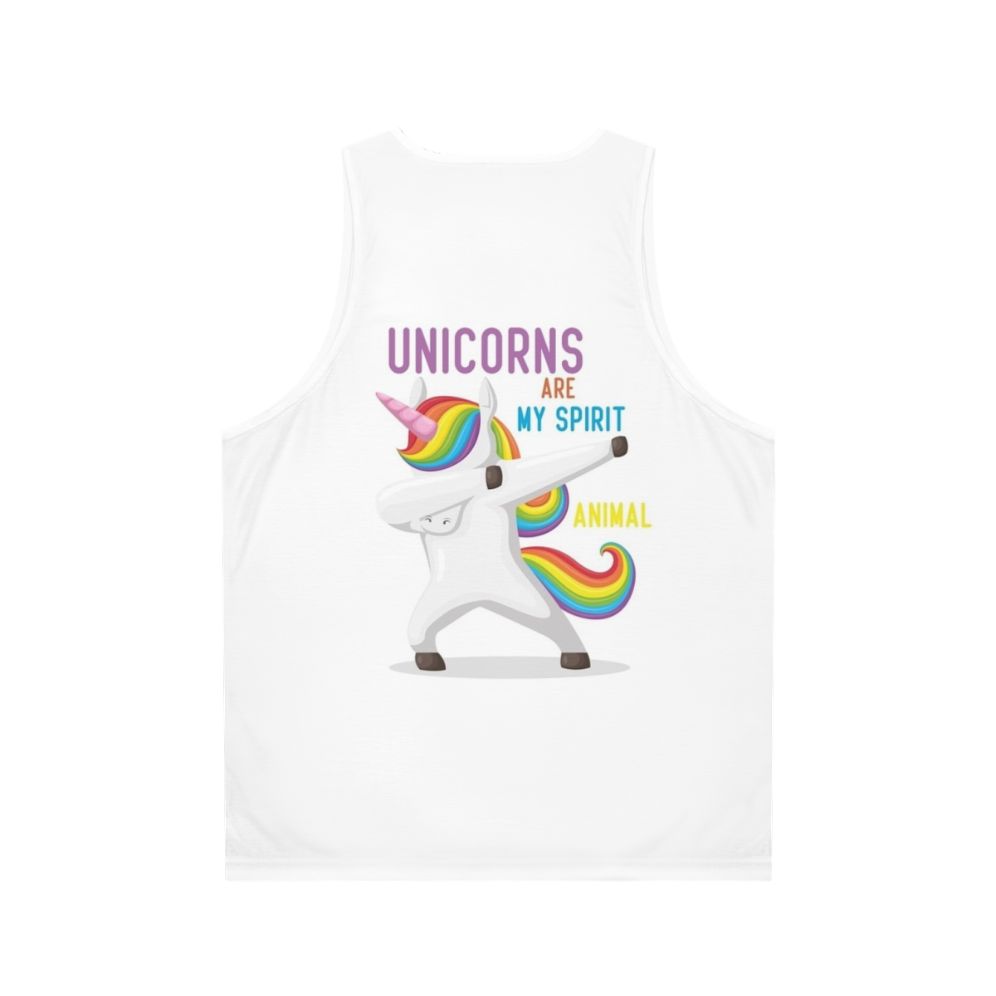 Unicorn tank top with 'Unicorns Are My Spirit Animal' graphic - Back