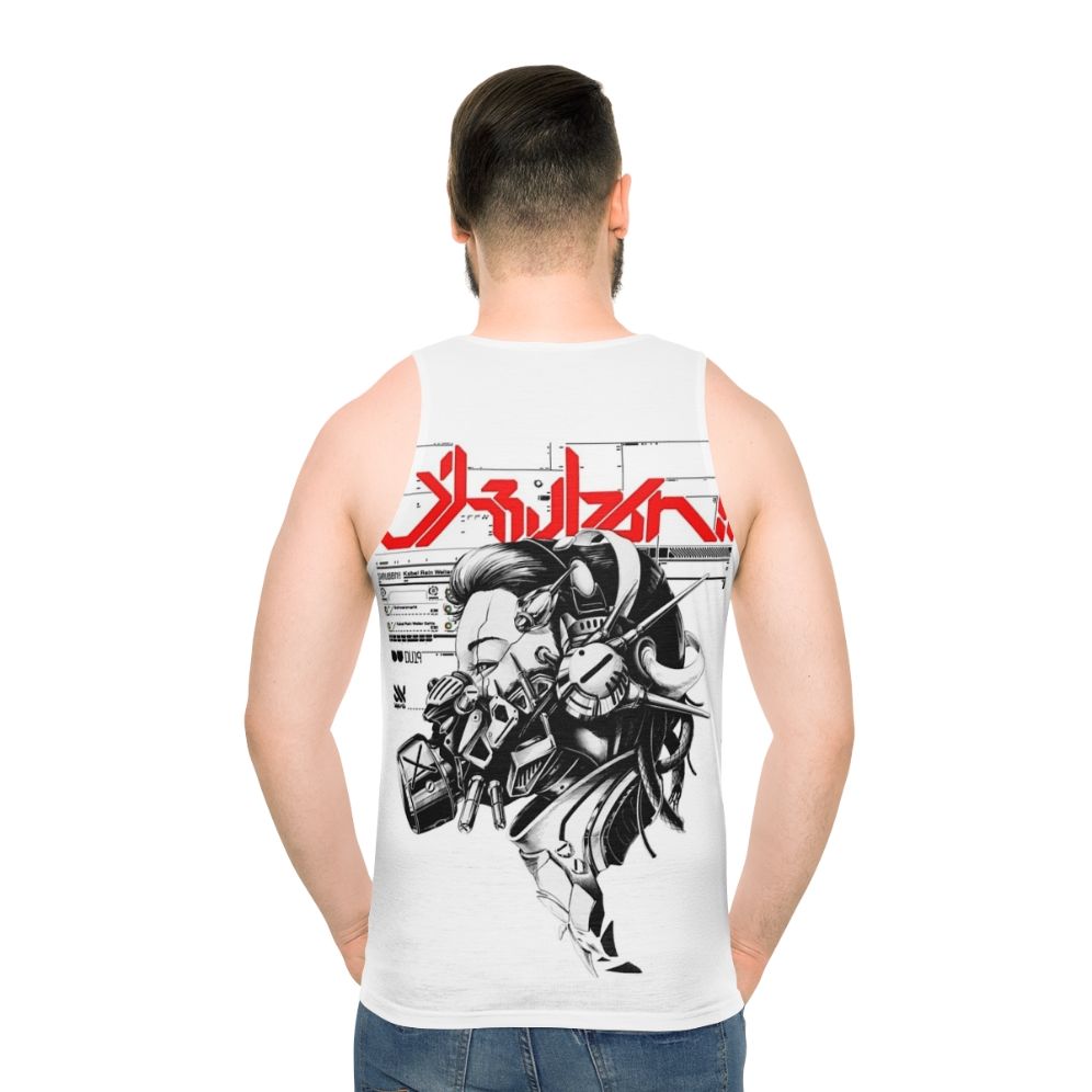 Vaporwave Cyberpunk Cyborg Girl Unisex Tank Top - men back