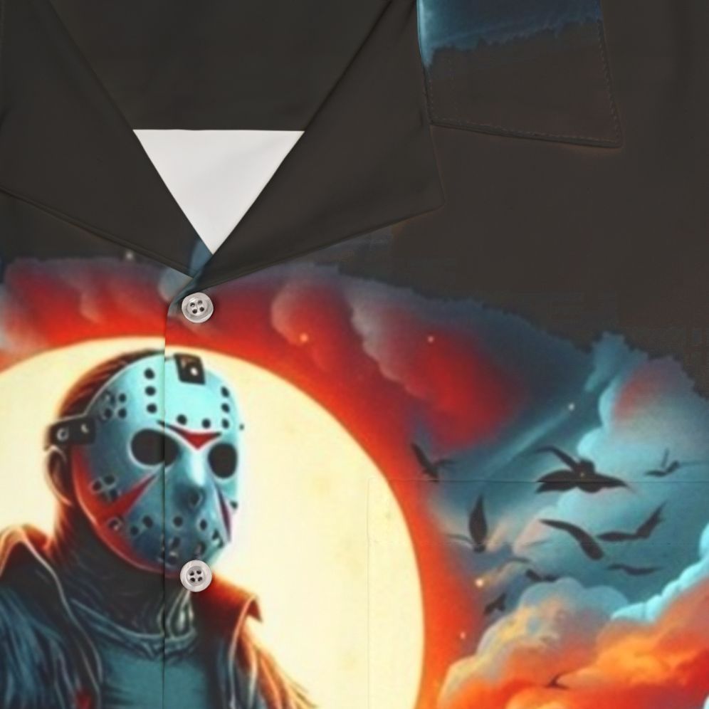 Jason Voorhees horror movie inspired Hawaiian shirt - Detail