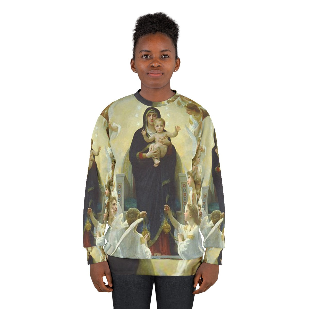 Our Lady Virgin Mary and Angels Religious Sweatshirt - women