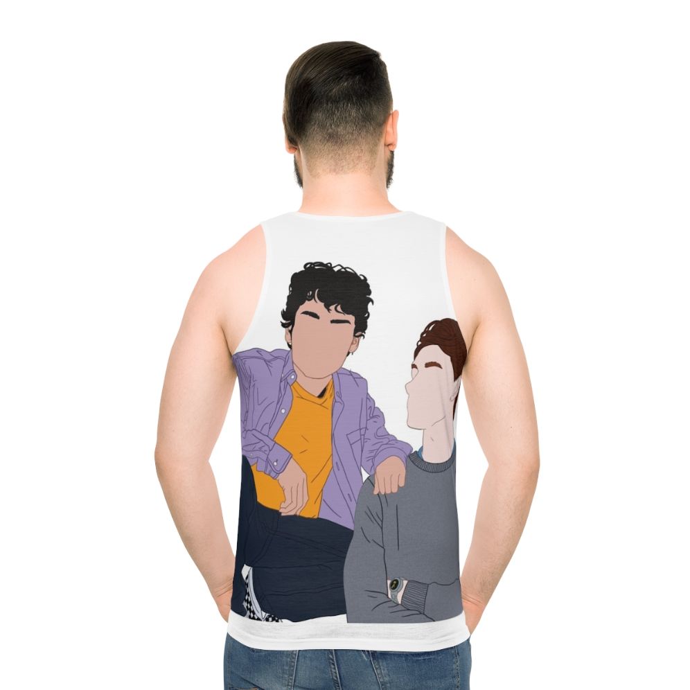 Model wearing Young Royals unisex tank top - men back