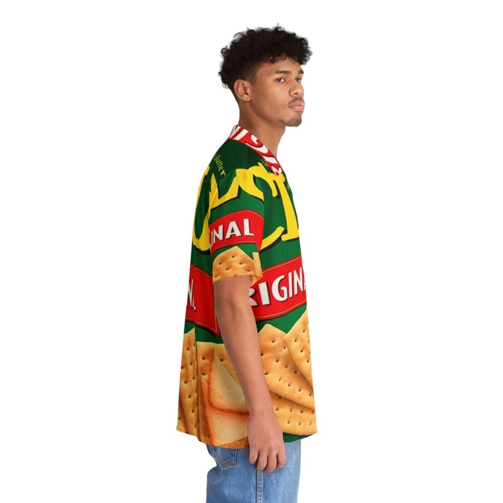 Food-inspired Hawaiian shirt featuring crackers, cheez-its, and other snack elements - People Pight