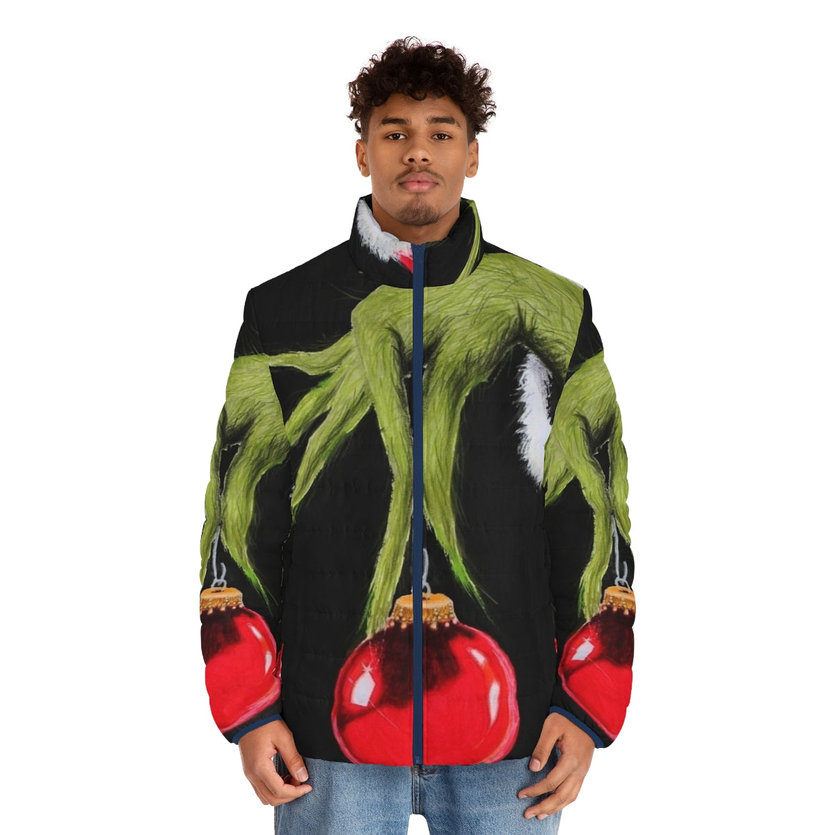 Who Stole Christmas Puffer Jacket featuring the Grinch and Whoville characters - men front