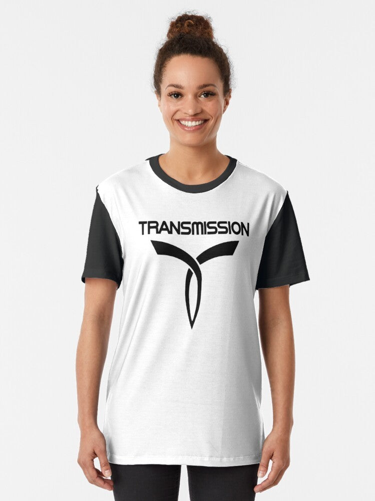 Transmission Music Festival Graphic T-Shirt featuring electronic music, trance, and summer festival vibes - Women