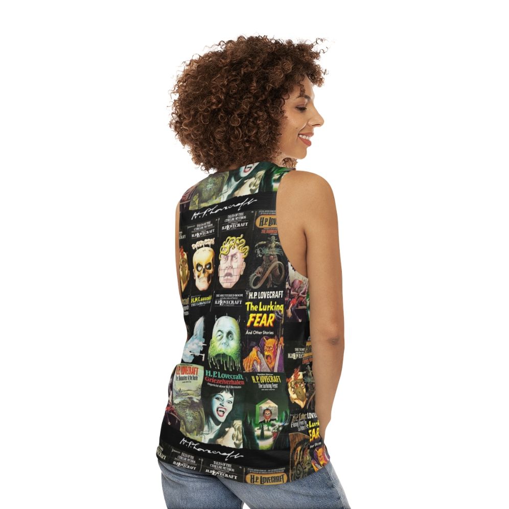 H.P. Lovecraft inspired unisex horror tank top - women back