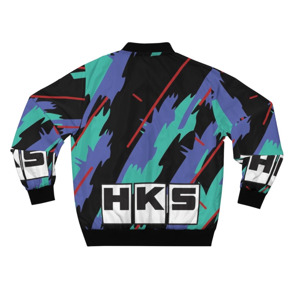 A retro-styled JDM-inspired bomber jacket featuring the HKS logo and design - Back