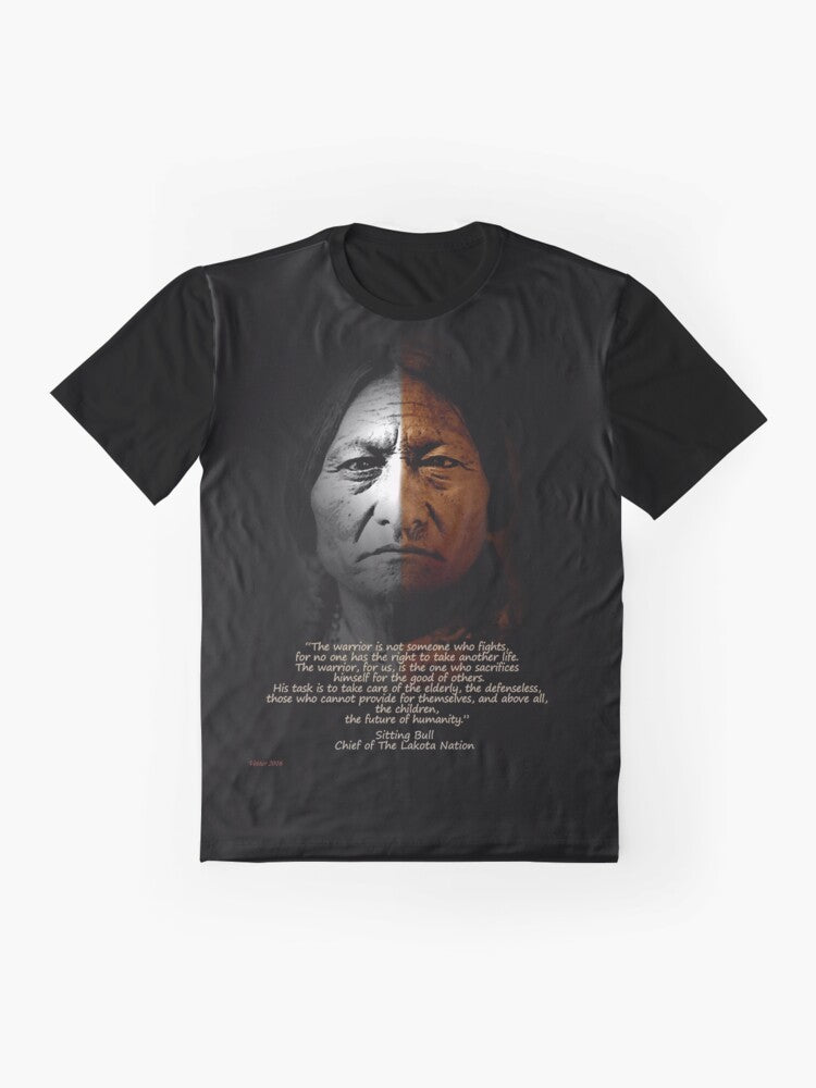 Sitting Bull Native American Warrior Quote Inspirational Graphic T-Shirt Design - Flat lay