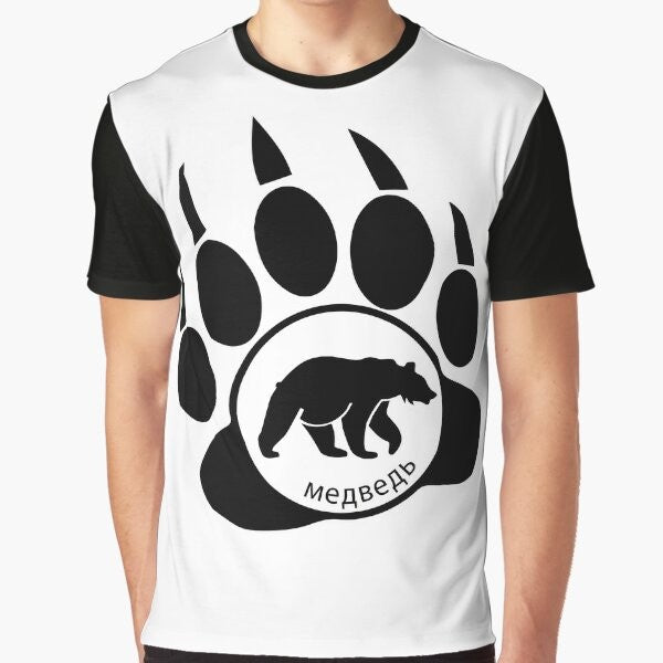 Graphic Russian bear design on a t-shirt