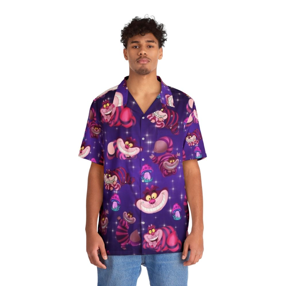 Psychedelic Cat Hawaiian Shirt in Fall Wonderland - People Front