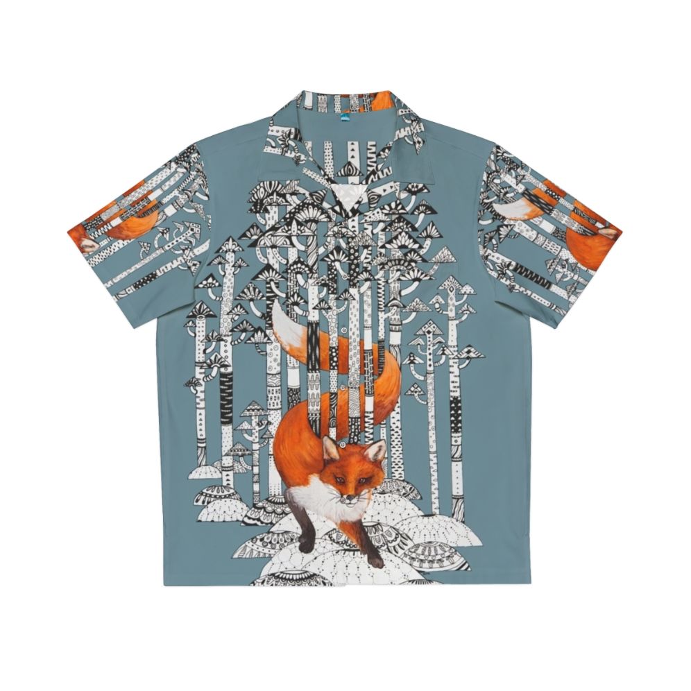 adorable fox hawaiian shirt for winter holiday cute animal