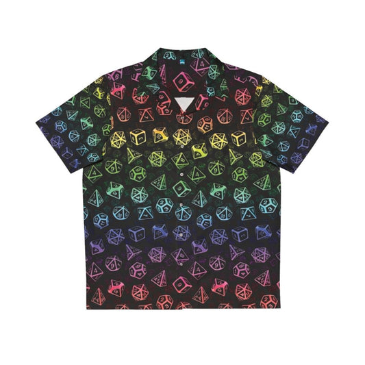 D20 dice pattern rainbow Hawaiian shirt for tabletop RPG gamers